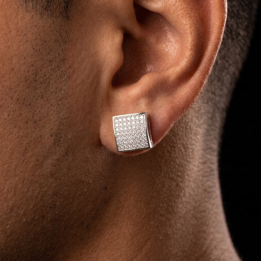 Square Cut Iced Pave Stud Earrings - Different Drips