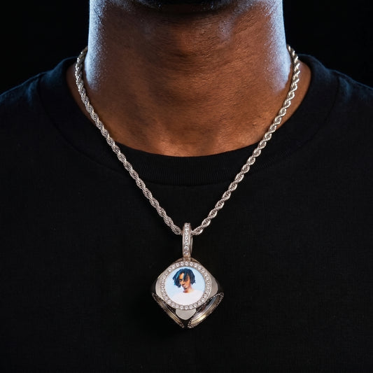 Custom Cube 6 Sided Cube Custom Photo Pendant - Different Drips