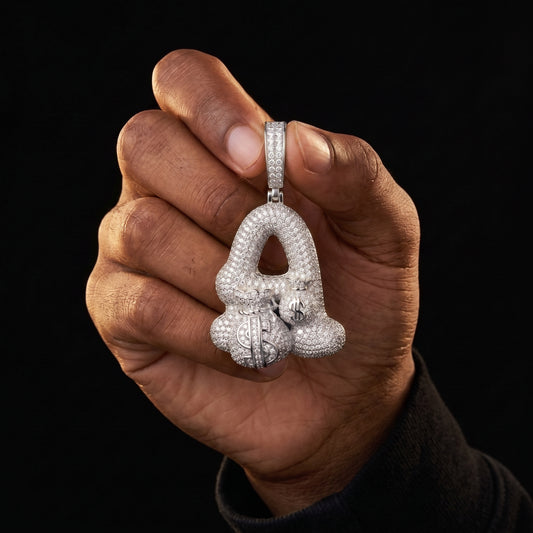 S925 Moissanite Diamond Money Bag Initial Letter Pendant - Different Drips