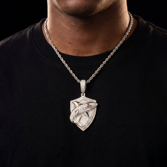 S925 Moissanite Shark Shield Pendant - Different Drips