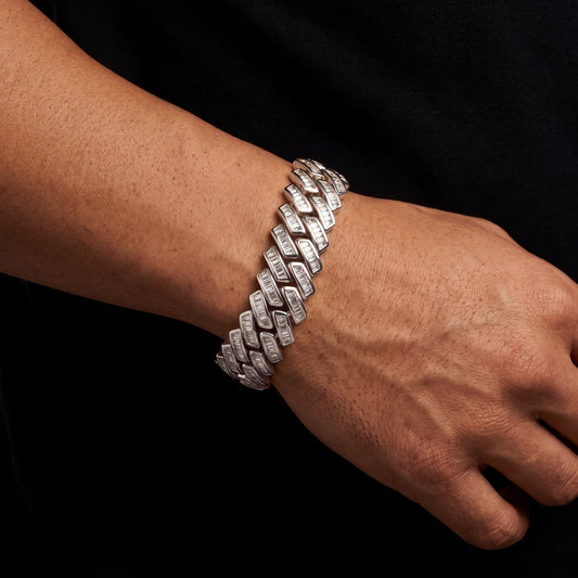 18mm Baguette Prong Cuban Link Bracelet - Different Drips