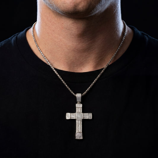 Large Iced Out Cross Pendant - Different Drips