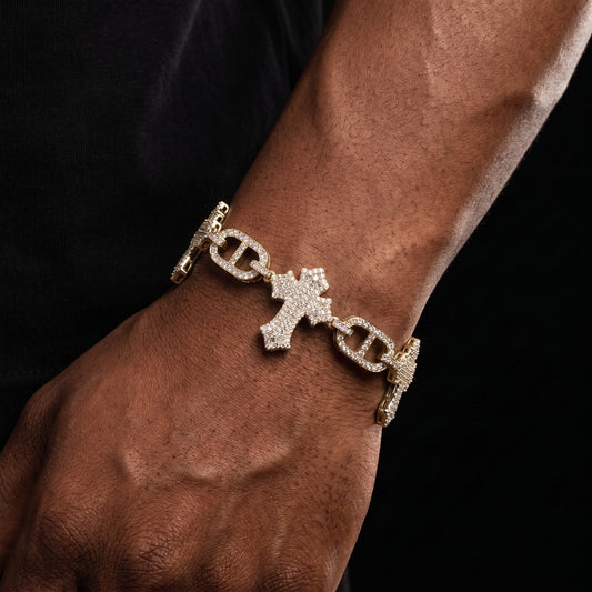 S925 Moissanite Mariner Cross Stationed Bracelet - Different Drips