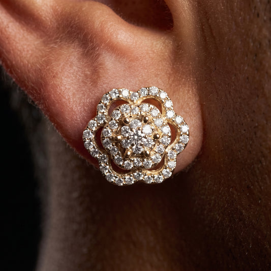 Floral Cluster Halo Stud Earrings - Different Drips