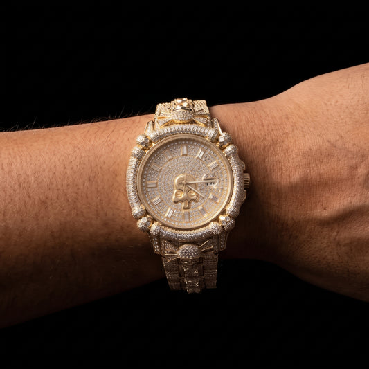 Iced Pirate Skull Round Watch - Different Drips