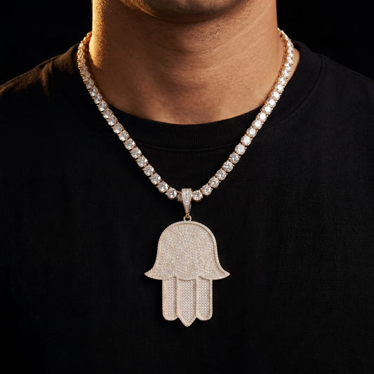 Iced Out Large Hasma Hand Pendant - Different Drips