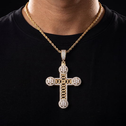 S925 Moissanite Rope Center Cross Pendant - Different Drips