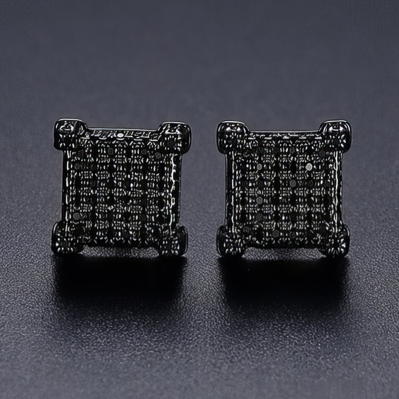 10mm Square Pave Stud Earrings - Different Drips