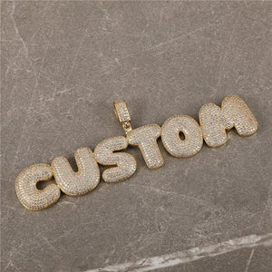 Bubble Font Custom Letter Pendant Yellow Gold - Different Drips