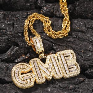 Baguette Custom Letter Pendant Yellow Gold - Different Drips