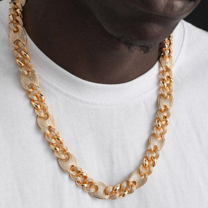 18K Iced sale Mariner Link Neck Chain