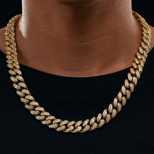 12mm Moissanite Miami Cuban Link Chain 18k Gold - Different Drips