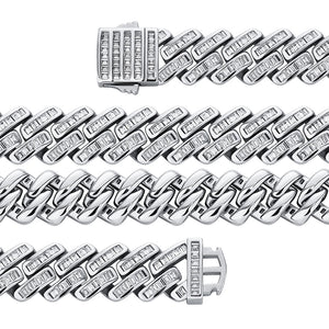 12mm Baguette Prong Cuban Link Bracelet - Different Drips