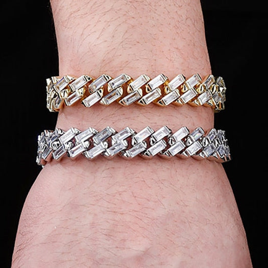 12mm Square-Cut Baguette Cuban Bracelet - Different Drips
