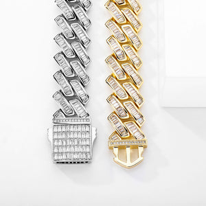 18mm Baguette Prong Cuban Link Bracelet - Different Drips