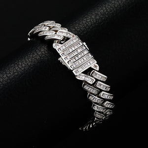 12mm Baguette Prong Cuban Link Bracelet - Different Drips