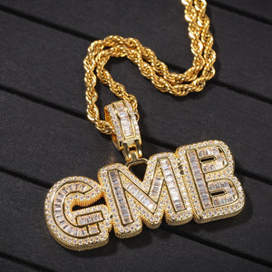 Baguette Custom Letter Pendant Yellow Gold - Different Drips