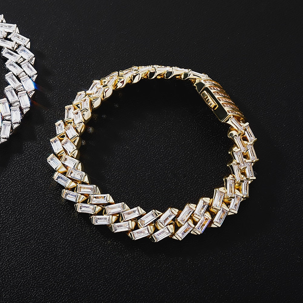12mm Square-Cut Baguette Cuban Bracelet - Different Drips