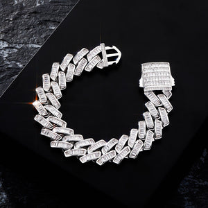 18mm Baguette Prong Cuban Link Bracelet - Different Drips