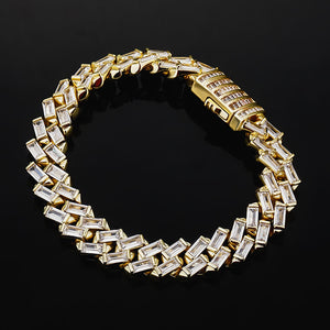 12mm Square-Cut Baguette Cuban Bracelet - Different Drips