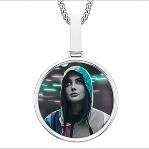 Medium Circle Custom Photo Pendant - Different Drips