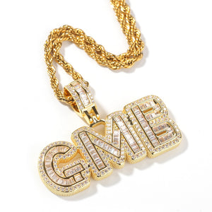 Baguette Custom Letter Pendant Yellow Gold - Different Drips