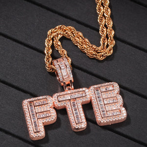 Baguette Custom Letter Pendant Rose Gold - Different Drips