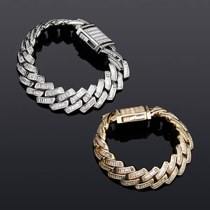 18mm Baguette Prong Cuban Link Bracelet - Different Drips