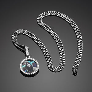 Small Circle Custom Photo Pendant - Different Drips