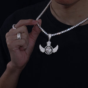 S925 Moissanite Winged Globe Pendant - Different Drips