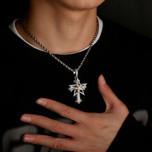 Iced Five Star Cross Pendant - Different Drips