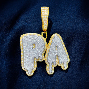 Layered Dripping Custom Letter Pendant - Different Drips