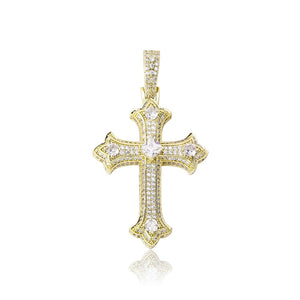 Colored Gem Iced Cross Pendant - Different Drips