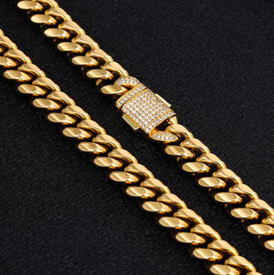 6-14mm Miami Cuban Link Chain Iced Clasp - Different Drips