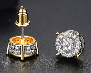 Iced Round Stone Stud Earrings - Different Drips