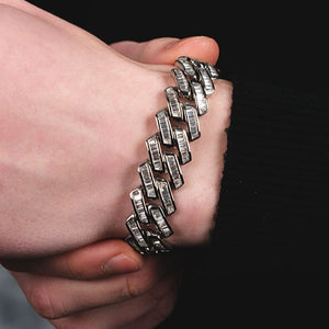 12mm Baguette Prong Cuban Link Bracelet - Different Drips