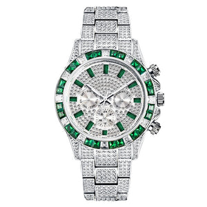 Emerald Green Baguette Bezel Chronograph Watch - Different Drips