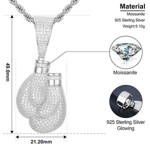S925 Moissanite Boxing Gloves Pendant - Different Drips