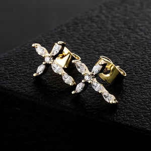 Oval Cut Cross Stud Earrings - Different Drips