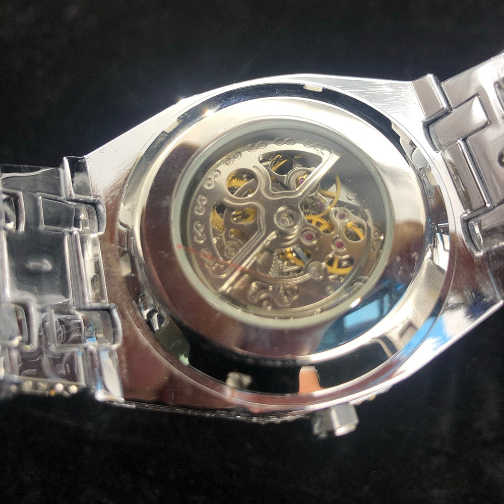 Iced Mechanical Octagonal Shaped Watch - Different Drips