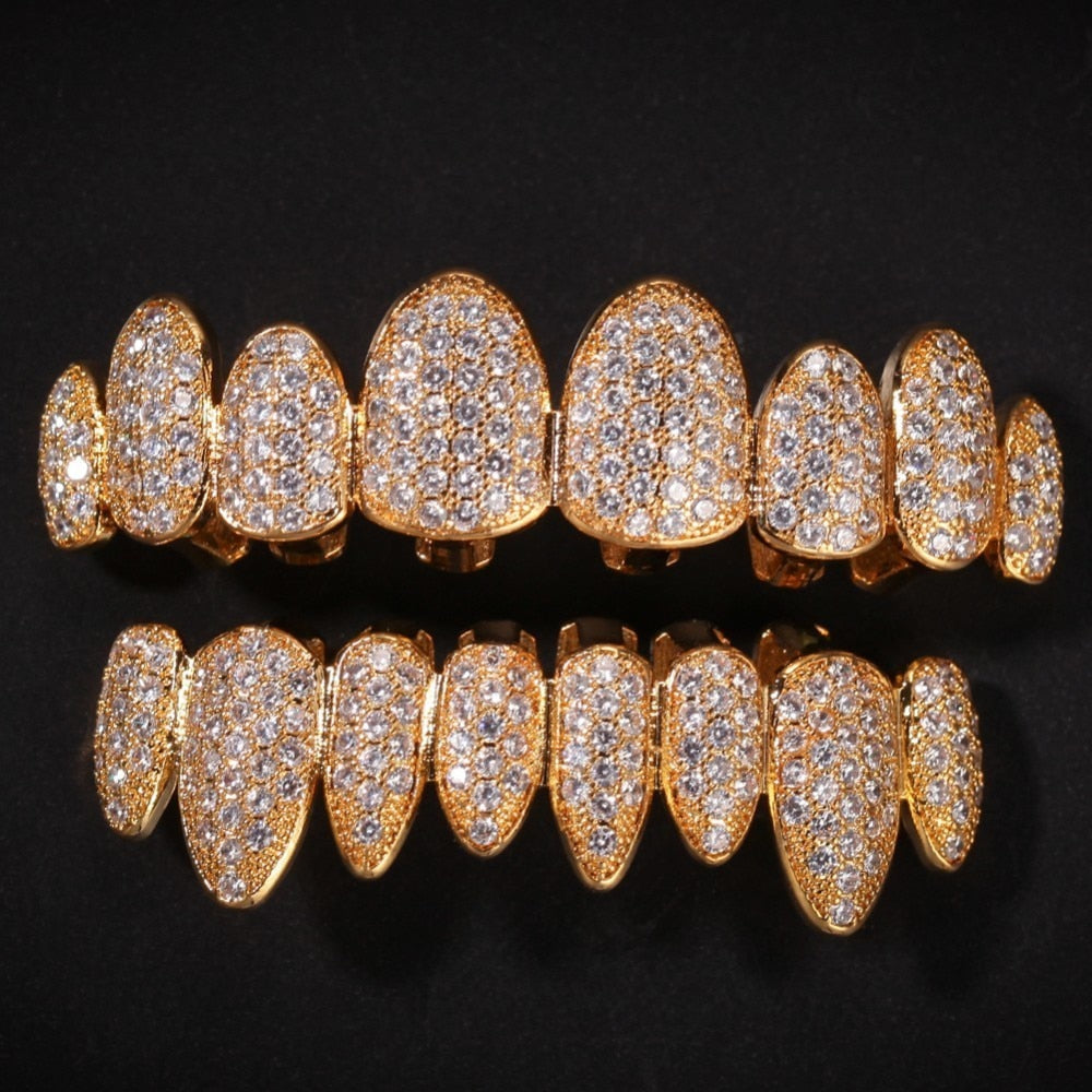 Iced Out Yellow Gold/White Gold Grillz - Different Drips