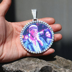 Large Round Custom Photo Pendant - Different Drips