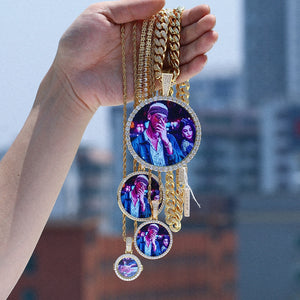 Large Round Custom Photo Pendant - Different Drips