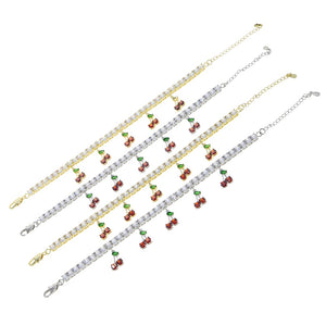 Women's 5MM Tennis Cherry Anklet - Different Drips
