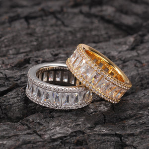 8mm Round & Baguette Cut Band Ring - Different Drips