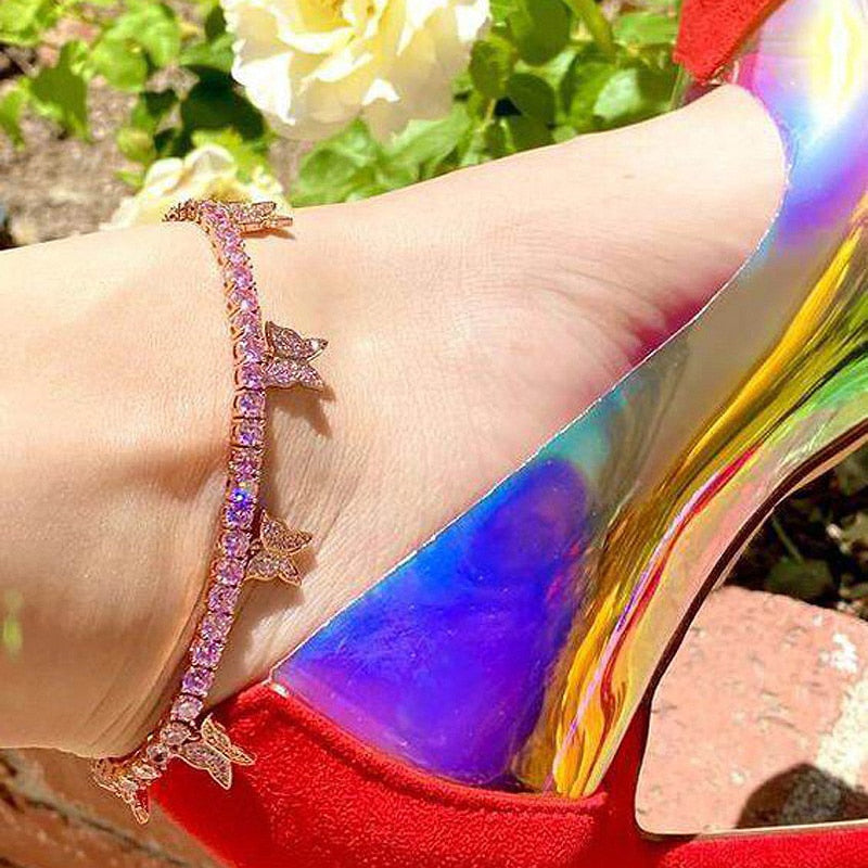 Women's Tennis Butterfly Anklet - Different Drips