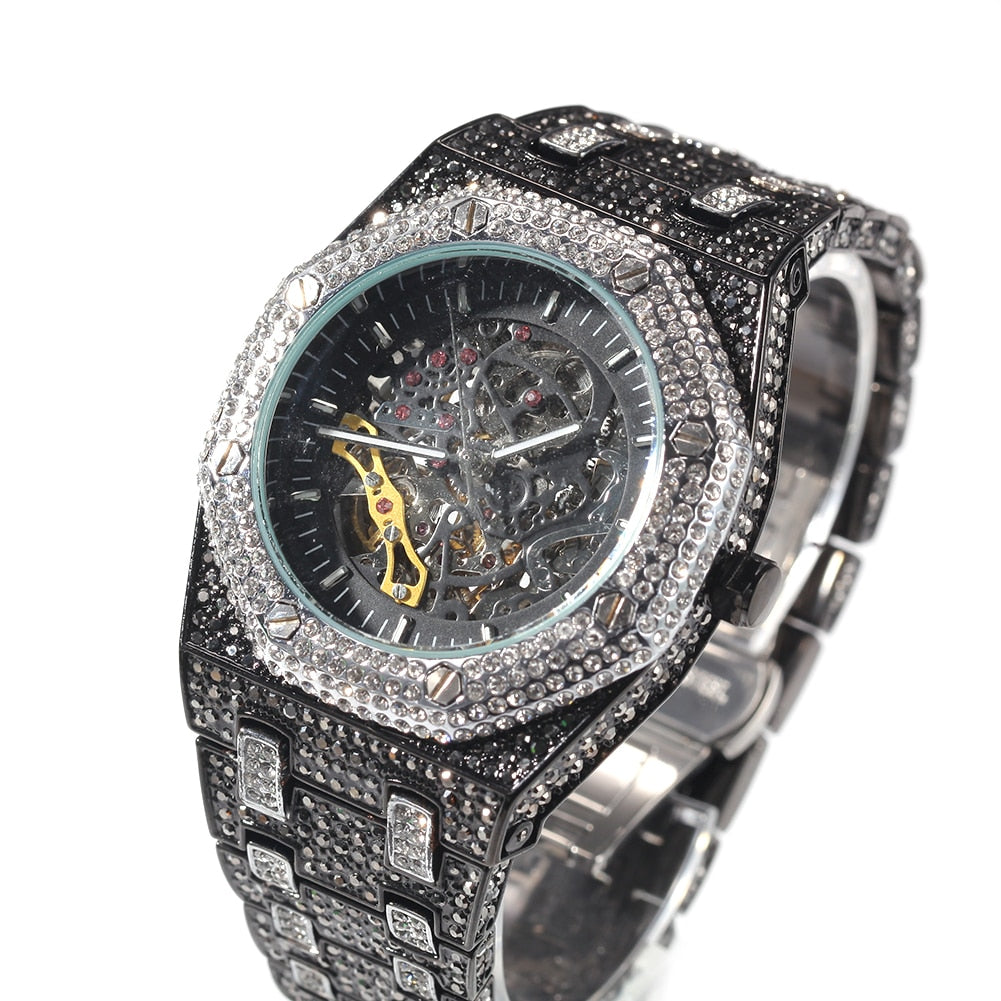 Iced Mechanical Octagonal Shaped Watch - Different Drips