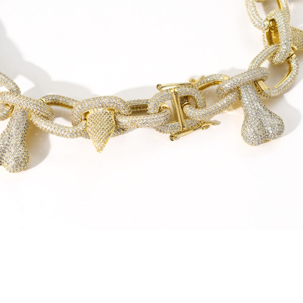 Iced Out Bone & Rivet Chain - Different Drips