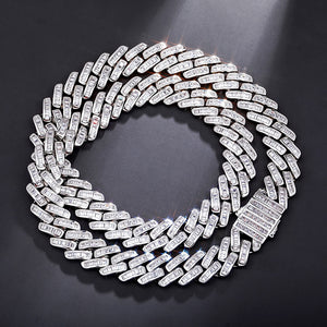 12mm Baguette Prong Cuban Link Chain - Different Drips