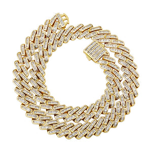 12mm Baguette Prong Cuban Link Chain - Different Drips